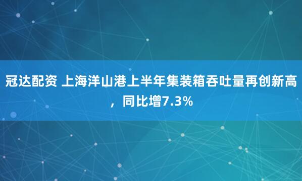 冠达配资 上海洋山港上半年集装箱吞吐量再创新高，同比增7.3%