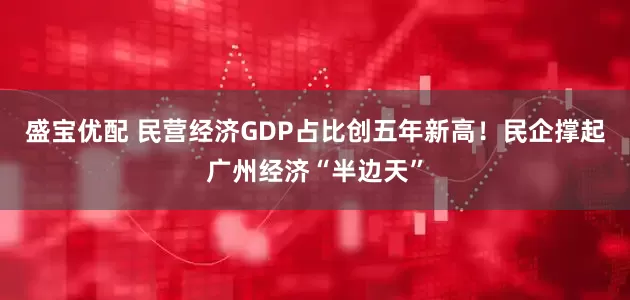 盛宝优配 民营经济GDP占比创五年新高！民企撑起广州经济“半边天”